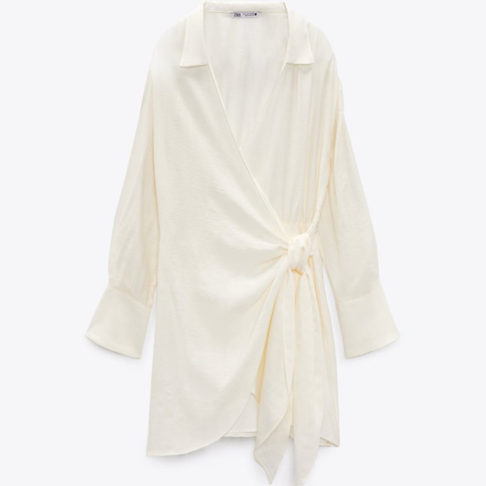 Zara White Satin Effect Dress